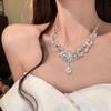 Collar de perlas estilo francés con forma de gota de agua para mujer, recién llegado, ligero, de lujo, estilo princesa vintage, cadena de clavícula, collar de diamantes para vestido de noche.