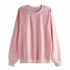 Outono Novo Retrô Harajuku Casual Simples Moda Estilo Básico Blusa Cor Sólida Solta Moletom de Manga Longa Feminino