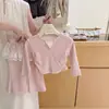 Conjunto Infantil 2026 Outono Novo Estilo Meninas Estilo Coreano Doce Renda Top Calça Bloomers Conjunto de Duas Peças Estiloso