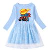 2023 Primavera e Outono novo vestido de meninas transfronteiriças de algodão impresso estrela dos desenhos animados Lua malha manga comprida vestido de princesa