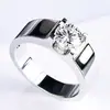 Simples Moda Dos Homens Negócios Generoso E Estável Cavalheiro Anel De Casamento Imitação Moissanite Anel De Chifre 18 Ouro 2 Quilates Anel De Diamante