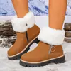 Botas de Nieve de Algodón Casuales Moda Simples Peludas con Cremallera Lateral de Suela Gruesa Talla Grande Invierno 2026 para Mujer