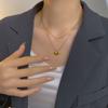 Collar Transfronterizo Europeo y Americano para Mujer, Estilo Trendy de Chica Cool, Cadena de Clavícula de Doble Capa, Acero de Titanio Chapado en Oro de 18K, Cadena Minimalista para Suéter