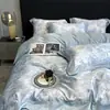 Conjunto de Verão Quatro Peças Seda Nu Dormir Leve Luxo Toque de Alta Qualidade Fronha de Edredom Seda Gelada Lençol de Cama de Seda Genuína Lavável Lençol de Elástico