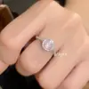 Anillo Octogonal Nuevo Estilo para Transmisión en Vivo, Corte Milenio Rosa, Verde-Morado Deslumbrante, Anillo de Flor de Rosa con Diamante de Alto Carbono, Anillo de Diamante