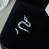 Anillo Abierto de Esmalte Azul Marino de Nicho con Gota de Aceite, Gama Alta, Dulce y Fresco Elegante, Anillo Versátil y Personalizado para Apilar en el Dedo Índice para Mujeres