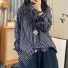 Camisa de Mujer de Estilo Nuevo para Primavera 2026, Cuello Camisero, Manga Larga, Rayas Verticales, Camisa Casual Holgada para Mujer