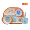 Conjunto de louça para alimentação complementar de bebê em fibra de bambu formato de animal de desenho animado fofo prato separado garfo colher tigela para bebê comer