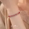 Pulsera redonda de malla tejida con cuentas de cristal, extraíble, pulsera de nicho de lujo ligero, sensación de alta gama, accesorio de mano fresco y dulce