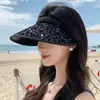 Visera Gorra con Lentejuelas para Mujer, Sombrero de Pescador de Ala Ancha para Viajes al Aire Libre en Verano, Gorra de Sol para Ciclismo