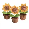 Planta em Vaso Mini Artesanal Transfronteiriça Produto Acabado Girassol Flor Artificial Decoração de Mesa Fio Vaso Pequeno de Girassol