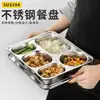 Acero Inoxidable 304 Grado Alimenticio Lonchera Plato de Comida Rápida Plato Dividido para Comedor Estudiantil Plato para Cena Separado Lonchera para Adultos Oficinistas