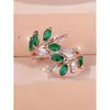 Anel de abertura de cavalo com zircônia olho de cavalo e folha AliExpress transfronteiriço moda tudo-combinável
