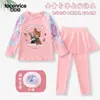 Bañador Infantil Bunny Judy Nick para Niñas de Dos Piezas Manga Larga Pantalón Largo Protección Solar Secado Rápido Conjunto de Bañador para Niñas