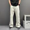 Jeans reto com barra flare minimalista estilo americano, lavável, para o dia a dia, calça casual básica versátil, corte slim para homens e mulheres