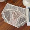 Nuevas Braguitas de Encaje de Alto Valor de Color Puro Deseo para Mujer, Entrepierna Bacteriostática de Algodón Puro, Calzoncillos Sexy de Malla Transparente Francesa para Mujer