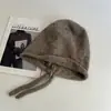 Gorro de Lana de Punto Estilo Japonés con Lazo para Mujer, Gorro de Punto Elegante Estilo Coreano para Proteger los Oídos en Invierno para Mujeres Postparto
