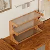 Estante de Almacenamiento de Escritorio Oficina Escritorio de Computadora Almacenamiento Multicapa Plegable Madera Maciza Estante de Exhibición Encimera Soporte para Taza de Agua