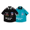 Camisa Retro Americana Hip Hop Corrida de Rua Masculina Manga Curta Verão Solta ins Marca Tendência Moto Fina