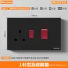 Padrão Britânico Exportação Preto Placa Grande Tomada de Parede Interruptor Uma Aberta Três Furos Cinco Furos Multifuncional Padrão Britânico Tomada Embutida