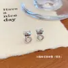 Par de Aretes de Gato Kt con Microincrustaciones de Circonita de Cobre Colección para Mujer, Aguja de Plata, Pequeño, Exquisito, Dulce y Fresco Diseño de Aretes de Dibujos Animados