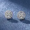 Aretes de moissanita simulación de transmisión en vivo para mujer estilo Ins amor plata de ley S925 circonita seis garras aretes de moissanita aretes