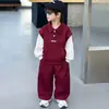 Conjunto de Sudadera de Otoño para Niños Estilo Coreano Chic 2026 Nueva Ropa de Primavera y Otoño para Niños Conjunto Casual de Dos Piezas para Niños