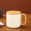 Taza de Acero Inoxidable 304 Mango de Madera Maciza Taza de Café Taza de Camping de Doble Capa Taza Antiescaldado Taza Simple Grabado