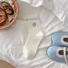 Calcetines de Media Caña Estilo Coreano para Mujer, Temporada Primavera-Verano, Bordados de Gato de Dibujos Animados, Calcetines Largos con Volantes Estilo Japonés, Transpirables
