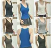 Novo Outono Simples Regata com Decote U Costas Nadador com Alças Acolchoadas Bodycon Espinha de Peixe Versátil Temperamento Estilo Celebridade da Internet 8168