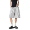 Deportes Americanos Pantalones Cortos Negros para Hombre Verano 2025 Nuevos Pesados Anchos Casuales Pantalones de Cinco Puntos Sueltos Pantalones de Seis Puntos