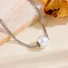 Estilo Fashion Elegante Colar de Pérolas Grandes Empilhado de Camada Dupla Feminino Atmosférico Estilo Ins Design de Nicho Senso Avançado Corrente de Clavícula