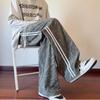 Pantalones de pana teñidos anudados rosas para hombre, Otoño e Invierno, Estilo Americano Retro, Pantalones de chándal casual sueltos de pierna ancha rectos