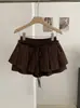 Falda Plisada de Gamuza para Mujer KEKEZOON, Nueva Falda Corta Abullonada Línea A Adelgazante de Otoño, Anti-exposición 8875