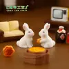 Adornos de paisaje en miniatura, pasteles de luna de conejo de jade, figuras de animales de dibujos animados lindas, pequeñas manualidades de resina para el Festival del Medio Otoño, adornos de conejito