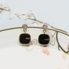 Aretes de Aguja de Plata S925 Estilo Coreano Aretes Triangulares Cuadrados de Diamantes Aretes Coreanos Dongdaemun de Imitación de Concha para Mujer