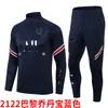 Uniforme de Entrenamiento de Fútbol para Adultos Modelo Antiguo 2122 para Hombres y Mujeres, Camiseta de Fútbol de Manga Larga para Primavera, Otoño e Invierno con Pantalones Cónicos, Neymar Messi