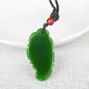 Colgante de jade Hetian de imitación al por mayor de fábrica Material de Mongolia Exterior colgante verde espinaca collar de cuero y jade para hombres y mujeres