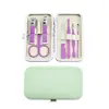 Set de Cortauñas Transfronterizo, Set Verde de 7 Piezas, Herramientas de Manicura y Pedicura, Listo para una Pieza, Tijeras para Uñas para Entrega