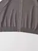 Comercio exterior transfronterizo de Amazon 2026 artículo de venta caliente chaqueta cárdigan suelta de punto con mangas de murciélago y cuello redondo con cremallera para mujer color gris oscuro