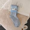Calcetines de Cachemir Fair Isle para Otoño e Invierno para Mujer, Estilo Japonés, Cachemir de Visón Cálido y Grueso, Lindos Calcetines Caídos de Muñeco de Nieve y Reno de Media Pantorrilla