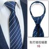 Vestido Camisa de Cuello Blanco para Negocios y Trabajo, Corbata de Cremallera Simple sin Nudos, Rayas Azul Oscuro