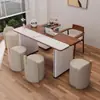 Mesa de centro moderna minimalista para balcón con tapa de losa de roca, un juego de té lujoso y compacto para uso doméstico, con un nuevo diseño de estilo chino para mesas y sillas de balcón