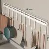 Estante de Ganchos sin Taladro para Colgar Cucharas y Espátulas, Estante de Ganchos de Cocina, Estante de Almacenamiento Resistente para Montar en la Pared para la Entrada