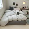 Conjunto de cuatro piezas de algodón para dormir desnudo con rayas japonesas, conjunto de tres piezas de algodón para dormitorio de estudiantes, funda de edredón de algodón lavado, conjunto de tres piezas