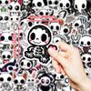 50 pegatinas de calaveras de dibujos animados, todo tipo de pegatinas de calaveras de animales pequeños, para cuaderno, agenda manual, decoración impermeable DIY