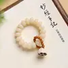 Pulsera de cuentas de abaco color amarillo crema estilo chino con cuentas de bodhi y colgante de loto, pulsera de cuentas budistas de doble vuelta para llevar en la mano para niñas, venta al por mayor
