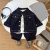 Casaco Infantil Primavera Nova Chegada Duffy Bonito Estilo Coreano Menininho Estilo Ocidental Casual com Capuz Casaco Jeans Bebê Moda Top