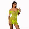 Sexy Underwear Fishnet Hollow-out Alto-elástico Malha Vestido Sexy Fit Semi-transparente Vestido de Dormir