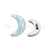 Brincos de Titânio F136 Borda Serrilhada Opala Lua Unha de Lábio Dente Interno Corpo de Liga de Titânio G23 Joias para Piercing Unha do Osso da Orelha